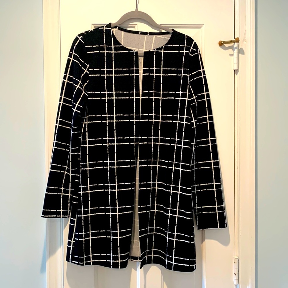 Black and white longline blazer